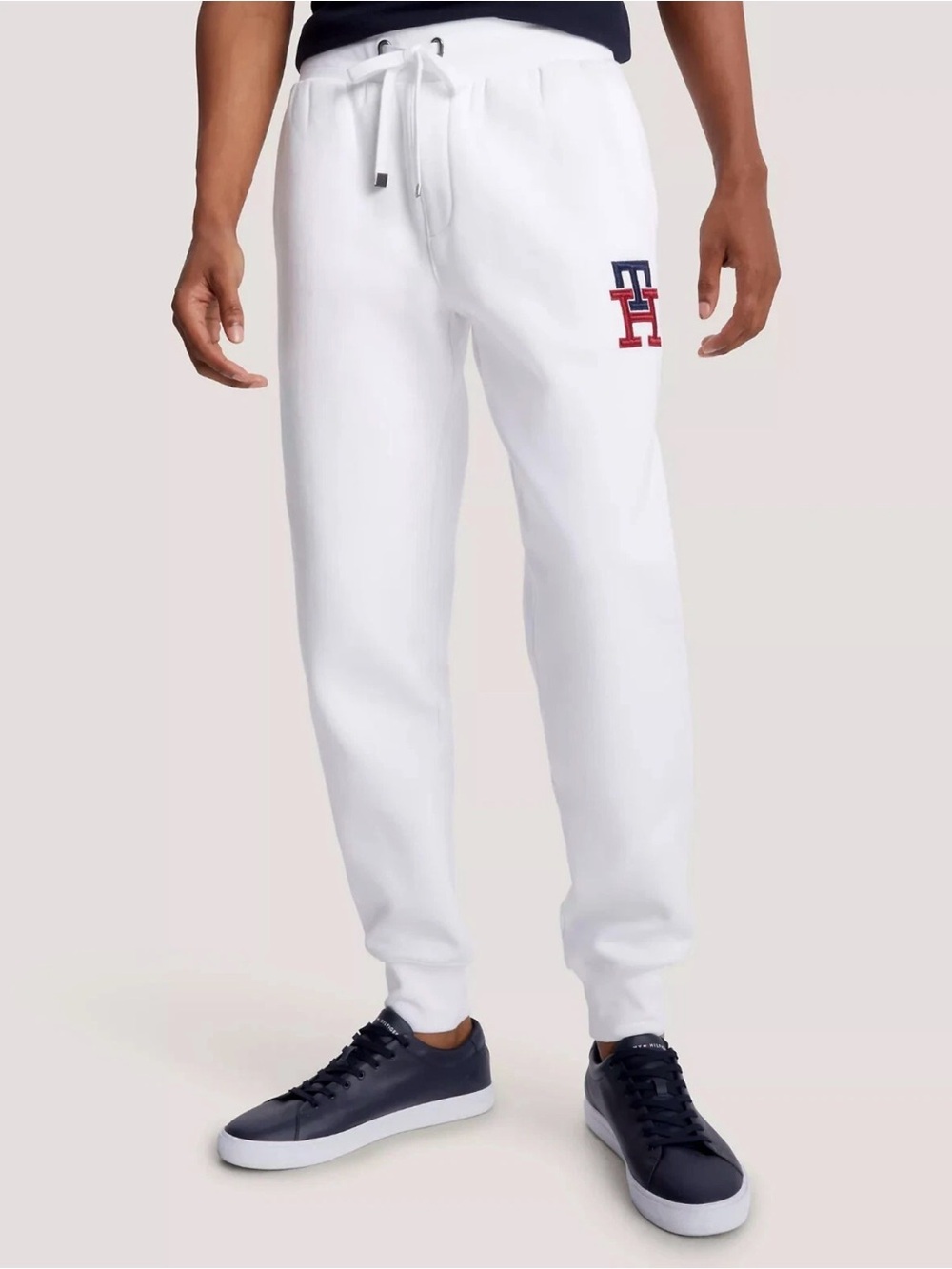 Tommy Hilfiger White Men's Jogger Pants with Red & Navy Logo size Small NWT